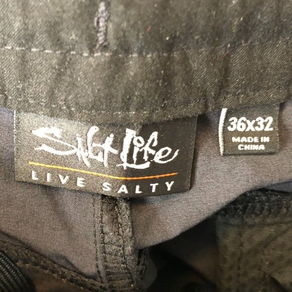 Salt Life Mens Pants 36x32 Black Utility Relaxed Fit Fishing Camping - Picture 6 of 12